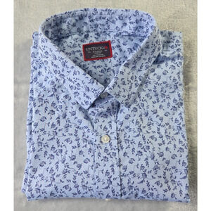 Untuckit Men's Shirt Sz XL Short Sleeve Button Up 100% Cotton Blue Floral 1034